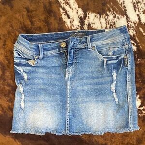 Silver Jeans Blue Distressed Mini Skirt
